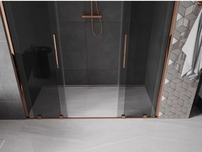 Mexen Velar Duo, posuvné sprchové dvere do otvoru 200 cm, 8mm šedé sklo, ružové zlato, 871-200-000-42-60