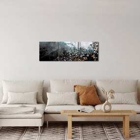 Obraz - Ilustrácie divokých kvetov (s hodinami) (90x30 cm)