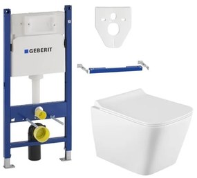 Závesný set GEBERIT Duofix Basic+ WC TEO Rimless 51 x 35 cm + pomaly padajúca doska Slim, biela, 3385XX00+39070100