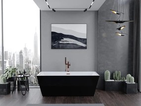 Mexen Lita, voľne stojaca vaňa 170 x 75 cm, biela-čierna, ružové zlato prepad, 52121707575-60
