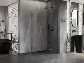 Mexen Lunar, výklopný päťuholníkový sprchový kút pravý 100 x 100 cm, 8mm číre sklo, grafitový profil, 831-100P-100L-95-00-P