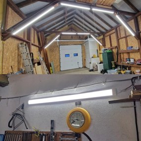 Sada 8 LED svietidiel do garáže a dielne na prisadenú stropnú montáž 36W 120cm