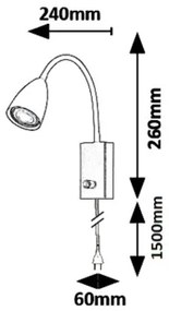 Rabalux 6719 - Nástenné bodové svietidlo MIKA 1xGU10/25W/230V