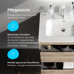 Skrinka s umývadlom 60 AM.PM Spike MPA-FHX0602HF-WCC0602WG závesná, 2 zásuvky, svetlý dub