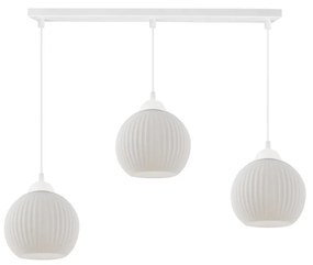 Závesné svietidlo Riffle Round, 3x biele sklenené tienidlo, w