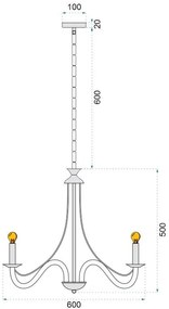 Toolight - Závesné svietidlo 5xE14 60W APP210-3CPR, čierna, OSW-08146