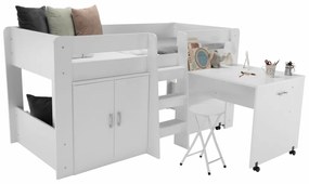 Kombinovaná posteľ do detskej izby FANY Farba: Biela