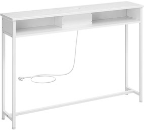 Konzolový stolík so zásuvkami, úzky príručný stolík s 2 priehradkami, 25 x 120 x 81 cm, biely