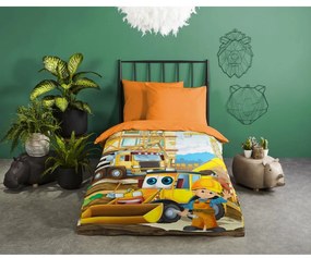 Oranžové bavlnené detské obliečky na jednolôžko 140x200 cm Building – Good Morning