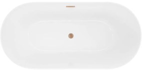 Mexen Luna, Slim voľne stojaca vaňa 170 x 75 cm, biela, medený matný prepad, 52041707500-65
