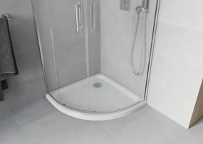 Mexen Rio sprchový kút polkruhový 80 x 80 cm, mráz, chróm + vanička Flat, biely - 863-080-080-01-30-4110