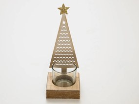 Vianočný kovový svietnik CHRISTMAS TREE 18 cm zlatý