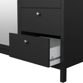 Čierna šatníková skriňa so zrkadlom 150x199x58 cm Madrid – Tvilum