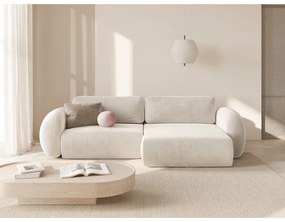 Krémovobiela zamatová rozkladacia/s úložným priestorom rohová pohovka Tonale – Cosmopolitan Design