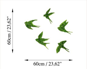 Nástěnná kovová dekorace Swallows zelená