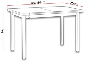 Rozkladací kuchynský stôl 120x70 cm ARGYLE 4 - jelša