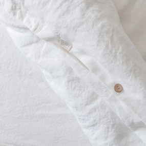 Biele obliečky na jednolôžko s prímesou ľanu 140x200 cm – Linen Tales