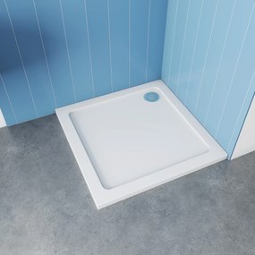 Cerano Piato, štvorcová sprchová vanička z liateho mramoru 90x90x3 cm, biela matná, CER-CER-476942