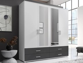 Šatníková skriňa Ivar, 180 cm, biela/grafit