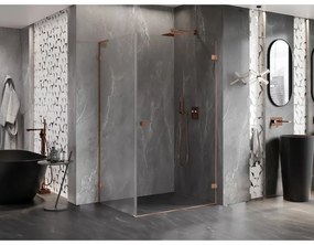 Mexen Lunar-B L výklopný sprchový kút pravý 100 x 70 cm, číre sklo, medená matná, 832L-100-070-65-00-P