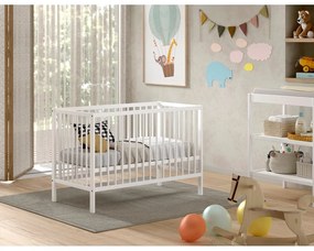 Biela postieľka z borovicového dreva 60x120 cm DINO – Vipack