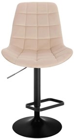 LuxuryForm DESIGN Barová stolička PARIS VELUR na čiernom tanieri - krémová