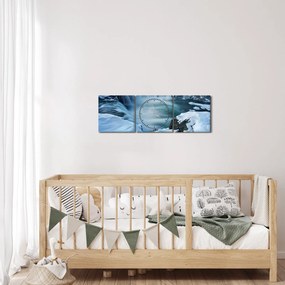 Obraz - Vodopád Bohov, Island (s hodinami) (90x30 cm)