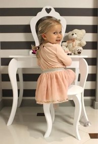 Ružový detský toaletný stolík s taburetkou