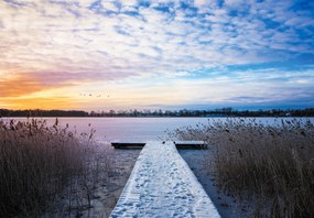 Fototapeta - Zamrznuté jazero, Ełk, Mazury, Poľsko (147x102 cm)