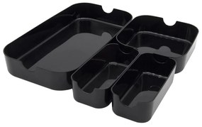 Organizér do zásuvky, do kuchyne aj do kúpeľne, sada 4 ks ESSENTIAL, čierna