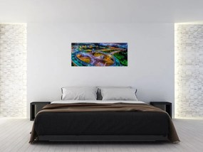 Obraz - panoráma nočného mesta (120x50 cm)