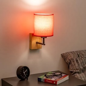 Brilagi - Nástenná lampa NUBILA WOOD 1xE27/25W/230V dub/červená