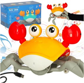 KIK Interaktívna hračka krab so zvukom a senzorom, USB nabíjanie, červený