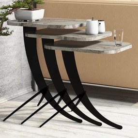 Odkladací stolík Pion White Marble, 3 ks