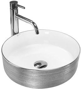 Rea Sami Brush Silver, umývadlo na dosku 360x360x115 mm, strieborná-biela, REA-U3304