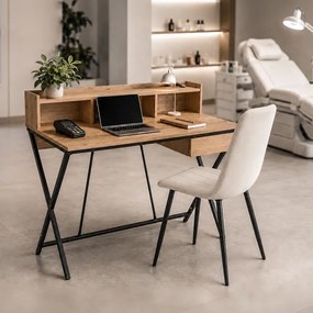 Kancelársky industriálny stôl FLEXO dub Artisan / čierne nohy