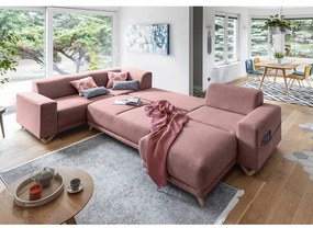 Ružová rozkladacia/s úložným priestorom rohová pohovka (ľavý roh/do tvaru "U") Classy Sophie – Miuform