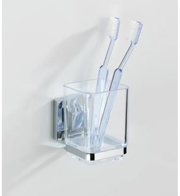 WENKO 22680100 -Pohárik VACUUM-LOC QUADRO ED 7,5x10 cm strieborný/lesklý chróm/priehľadný