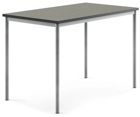 Stôl SONITUS, 1400x800x900 mm, linoleum - tmavošedá, strieborná