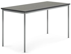 Stôl SONITUS, 1800x800x900 mm, linoleum - tmavošedá, strieborná