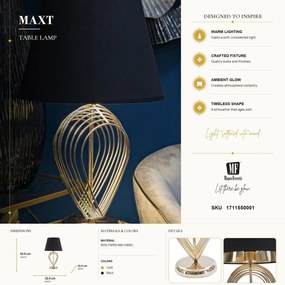 Stolná lampa Maxt 53,5 cm čierno-zlatá