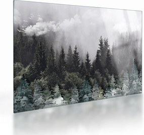 Sklenený obraz - Les s ilustrovanými prvkami (70x50 cm)