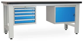 Dielenský stôl Solid MDF-41, 210 cm, 2 závesné boxy, čierna