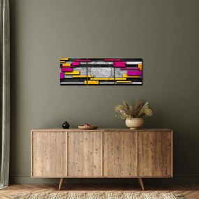Obraz farebné abstrakcie na čiernom pozadí (s hodinami) (90x30 cm)