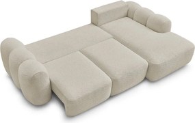 Béžová rozkladacia/s úložným priestorom rohová pohovka z textílie buklé (pravý roh/s leňoškou) Montaigne – Bobochic Paris