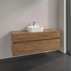 VILLEROY &amp; BOCH Collaro závesná skrinka pod umývadlo na dosku (umývadlo v strede), 4 zásuvky, 1400 x 500 x 548 mm, Oak Kansas, C10000RH