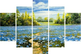 Obraz - Cestička v poli, olejomaľba (150x105 cm)