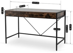 JAKS Písací stôl tmavo hnedý Ally 123 cm
