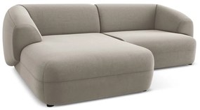 Béžová zamatová rohová pohovka (ľavý roh) Moana – Makamii