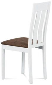 Autronic -  Jedálenská stolička BC-2602 WT masív buk, biela, sedák hnedý